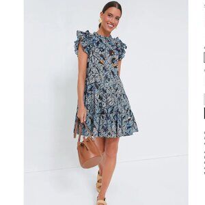 Ulla Johnson Denia Ruffle-Sleeve Tiered Boho Flowy Cotton Dress Size 8